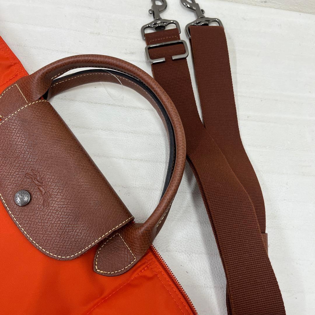 336 LONGCHAMP ロンシャン ボストンバッグ 2way オレンジ系