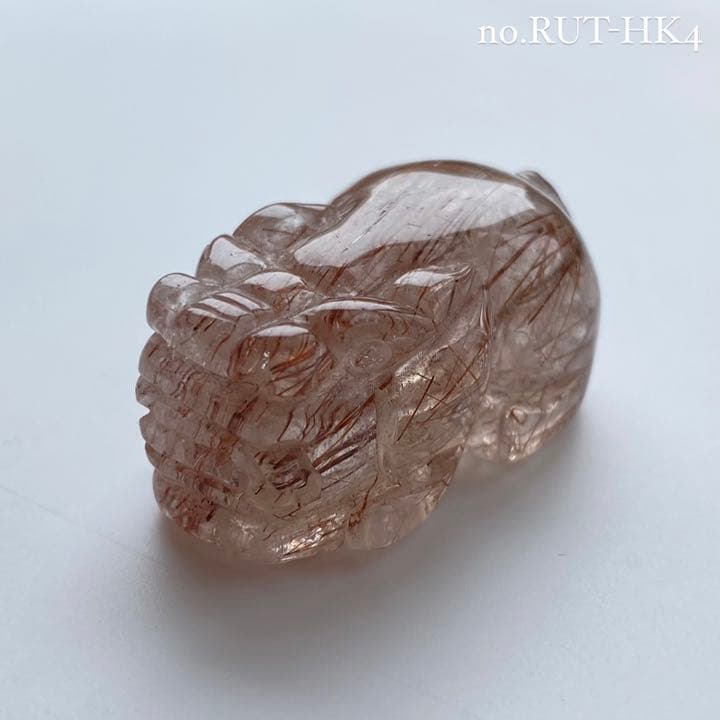 高品質 高透明度 ブラウンルチルクォーツ 貔貅（ヒキュウ）天然石 置物