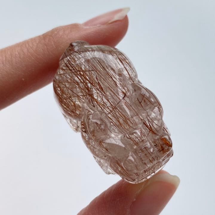 高品質 高透明度 ブラウンルチルクォーツ 貔貅（ヒキュウ）天然石 置物