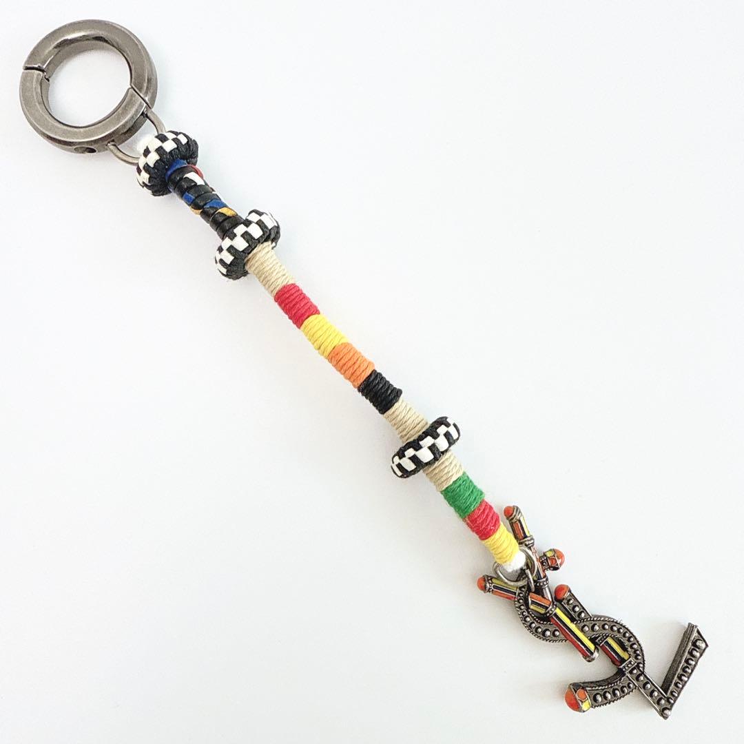 サンローラン シグネチャー キーリング バッグチャーム メタル 本革 レディース