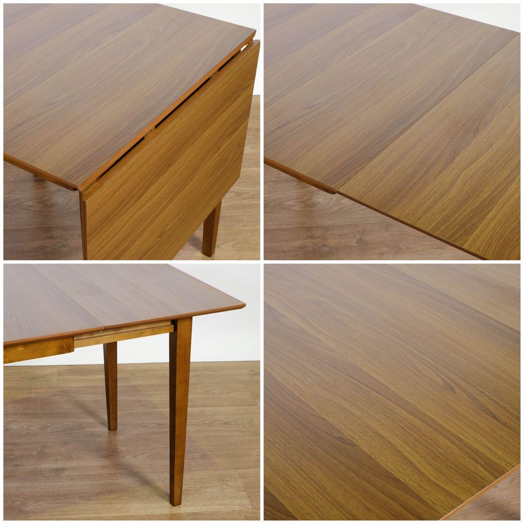 E 新品 伸縮式 ダイニング 3点 テーブル チェア ブラウン ダイニングセット