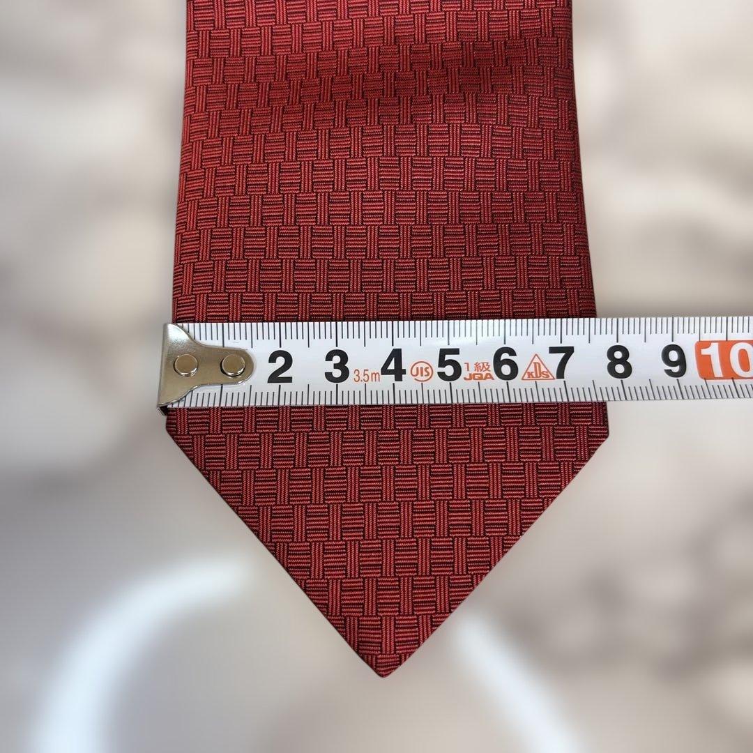 【タグ&箱&カード付✨】HERMES ネクタイ　レッド　赤　ファソネ　刺繍