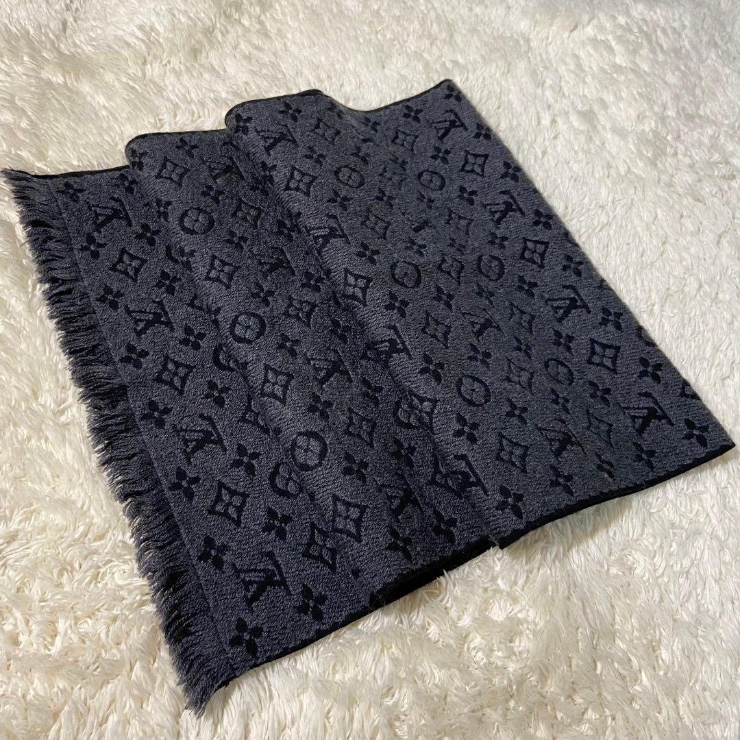 【極美品】LOUIS VUITTON ルイヴィトン モノグラム マフラー グレー