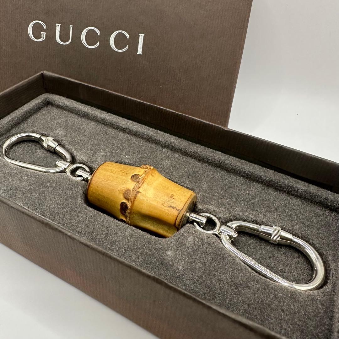 美品✨グッチ ロゴ バンブー キーホルダー キーリング バッグ チャーム