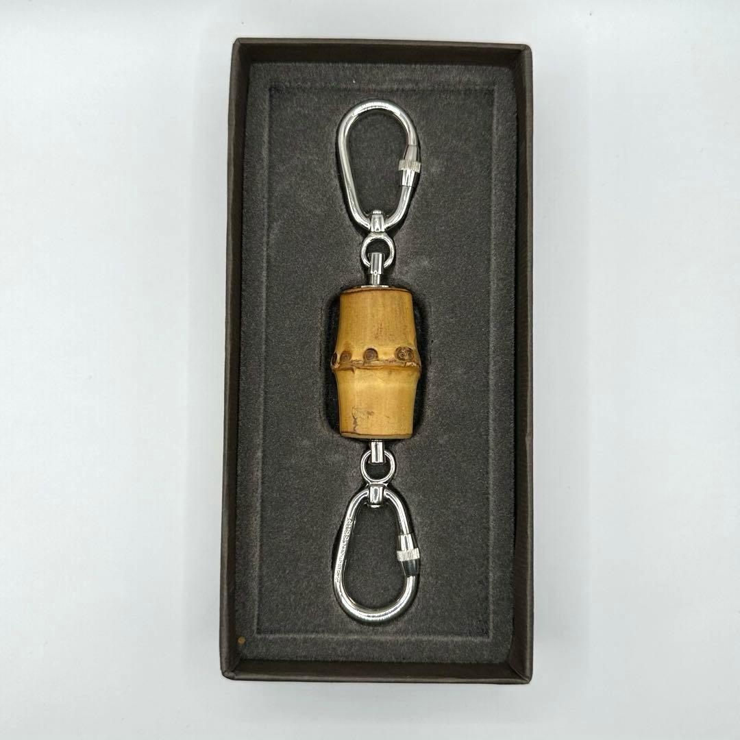 美品✨グッチ ロゴ バンブー キーホルダー キーリング バッグ チャーム