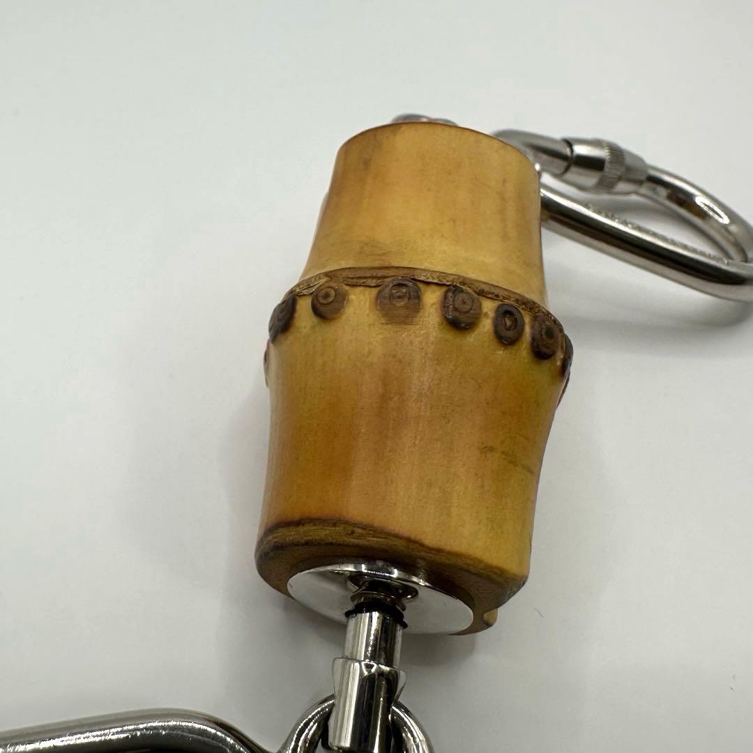 美品✨グッチ ロゴ バンブー キーホルダー キーリング バッグ チャーム