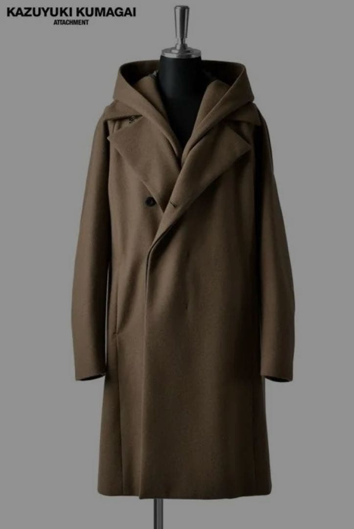 定価96120円アタッチメント　カシミヤ混2重ニットフラノ3レイヤーフードコート