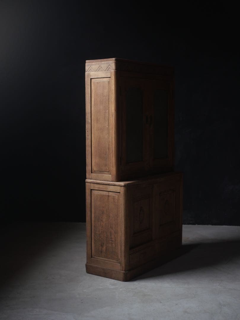 食器棚　ダイヤガラス　収納　器　食器　古家具　古道具　アンティーク　昭和レトロ