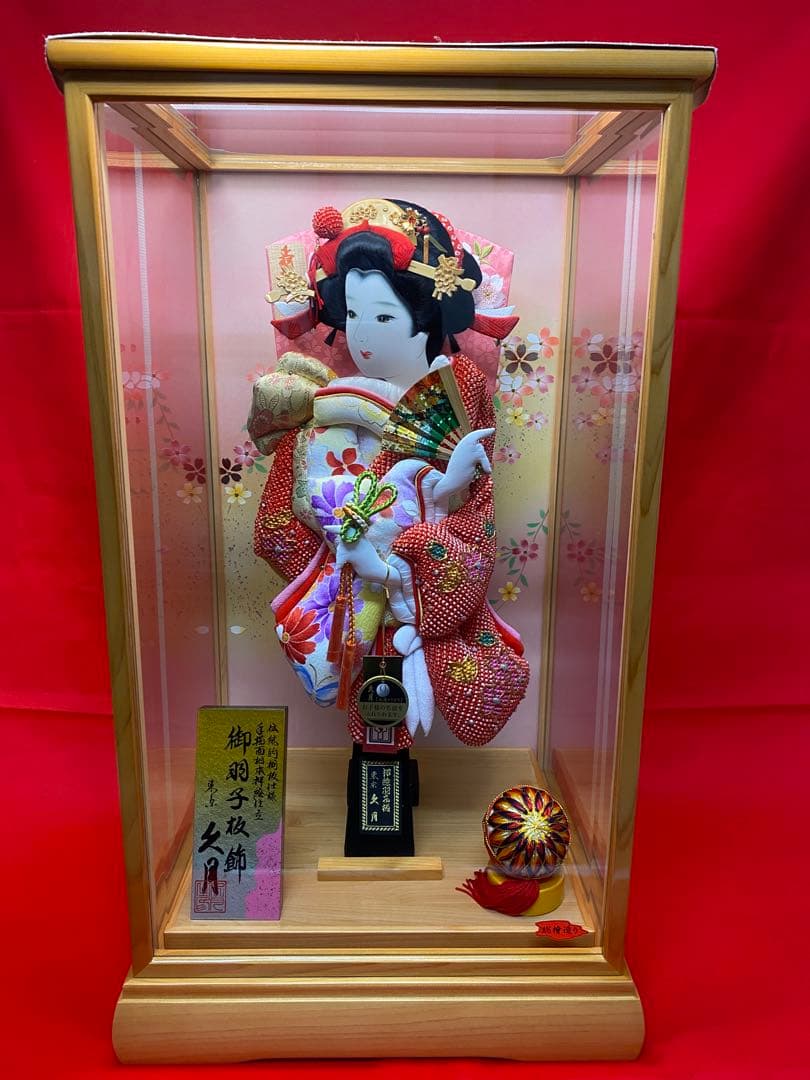東京久月　名入れ付羽子板ガラスケース１５号・間口約３３×奥行約２９×高さ約６０㎝