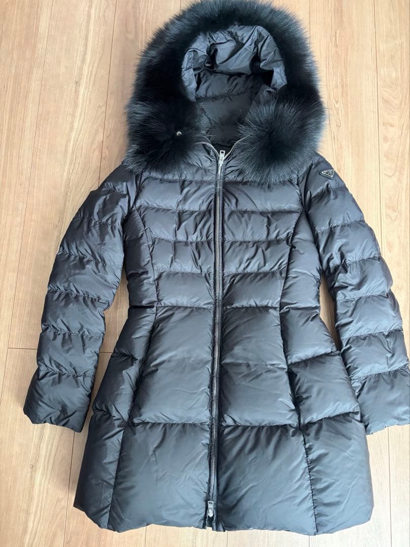 美品 プラダ ダウン コート ジャケット prada 40 黒