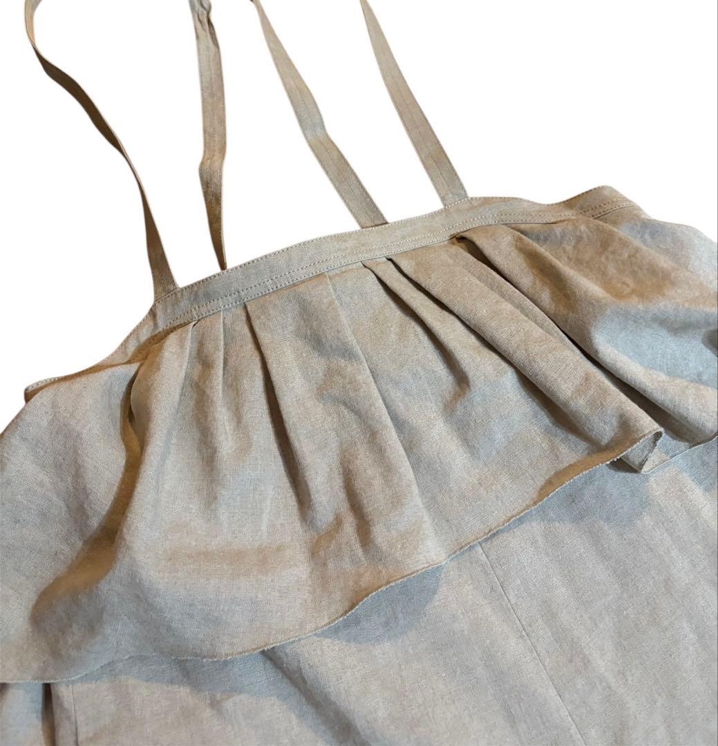 未使用級　イエナ ラブークル IENA 　リネンフリルサロペット　ベージュ