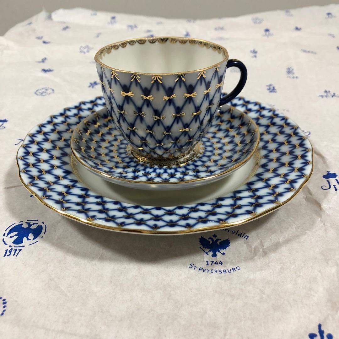 3/27販売休止　インペリアルポーセリン　コバルトネット　コーヒーカップ