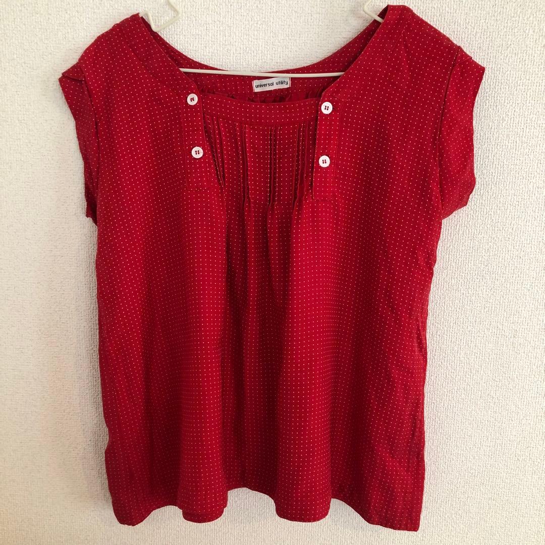 universal utility シルク100%ドットブラウス