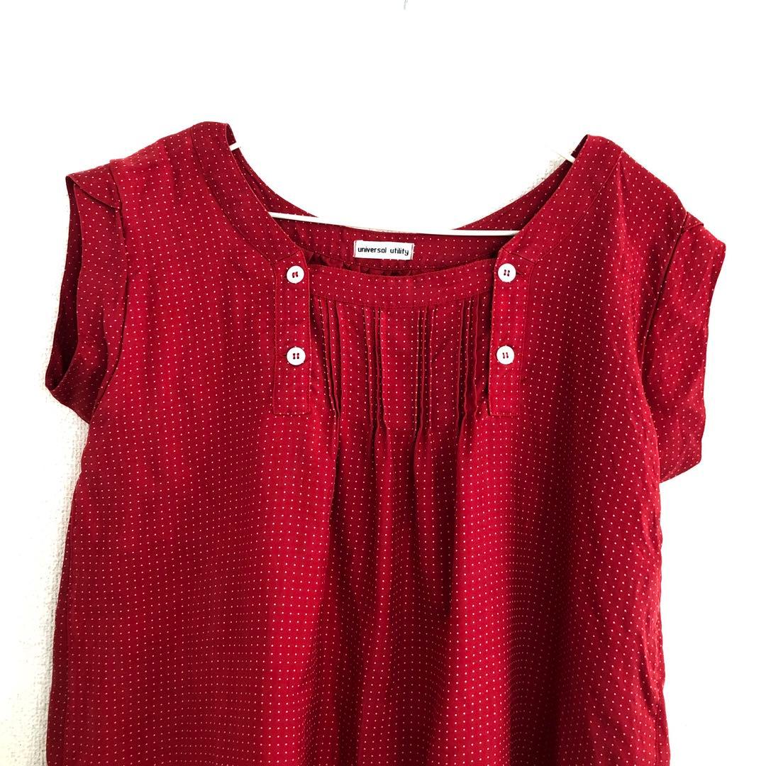 universal utility シルク100%ドットブラウス