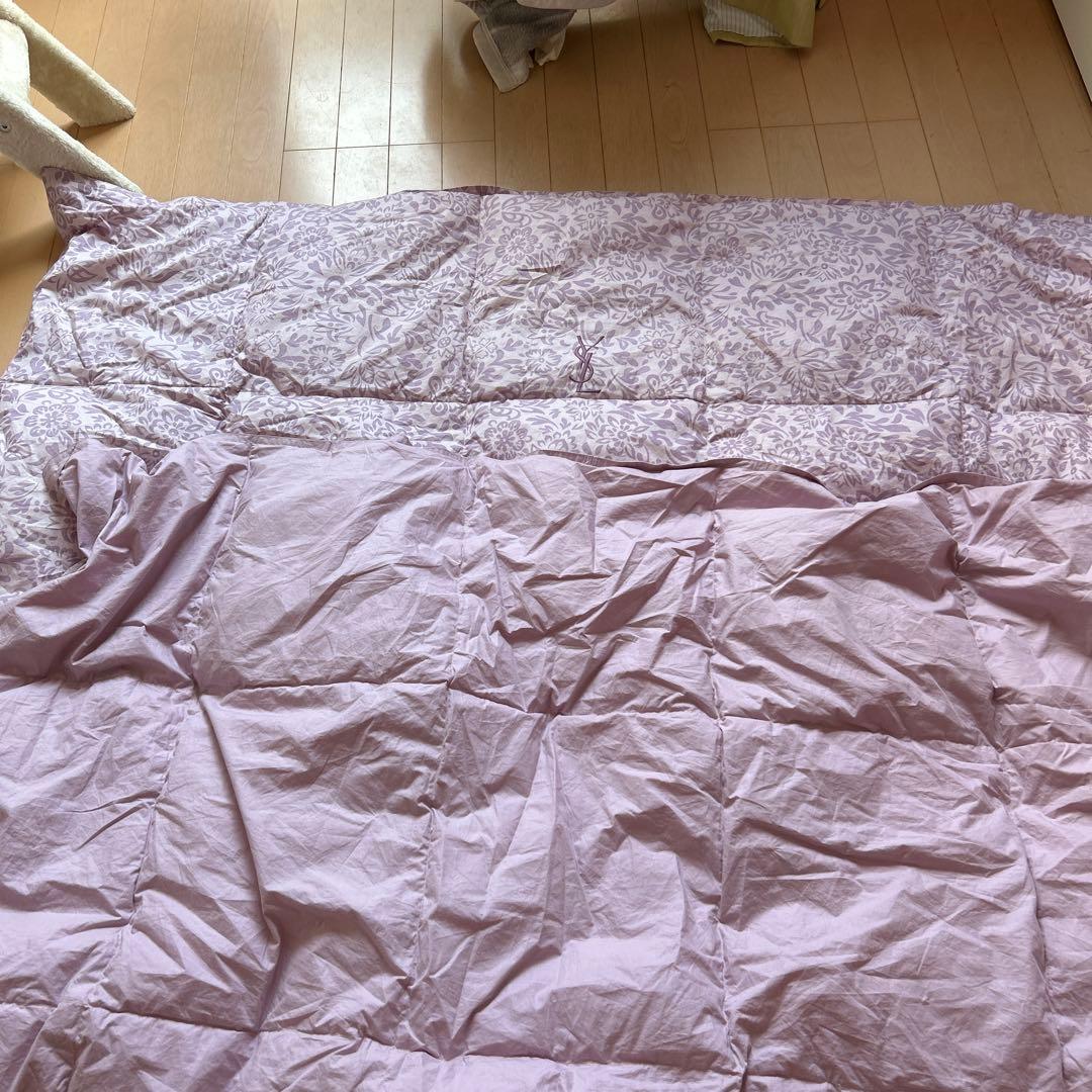 緊急値下げ！新品未使用品YSL 薄紫 花柄 羽毛肌掛け布団