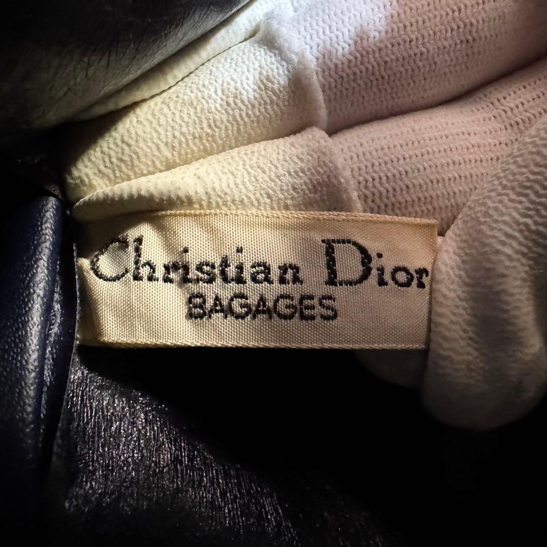 クリスチャンディオール　トロッター　ミニボストンバッグ　ネイビー　キャンバス
