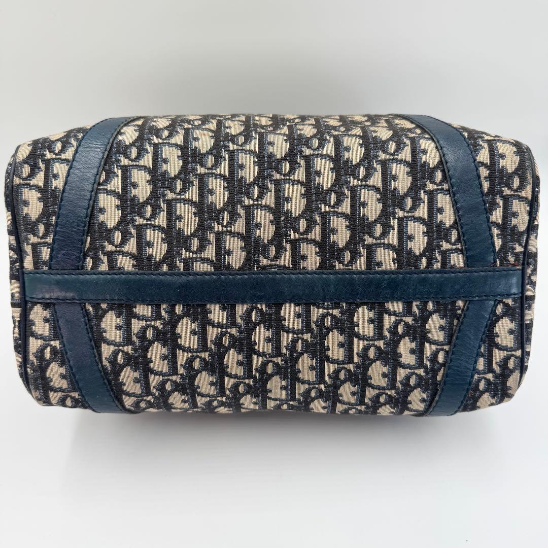 クリスチャンディオール　トロッター　ミニボストンバッグ　ネイビー　キャンバス