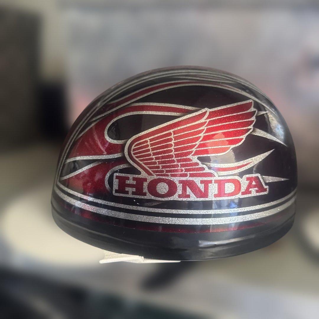 Honda 半帽ヘルメット レッドシルバー　特攻ブーツ