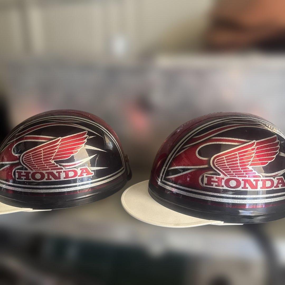 Honda 半帽ヘルメット レッドシルバー　特攻ブーツ