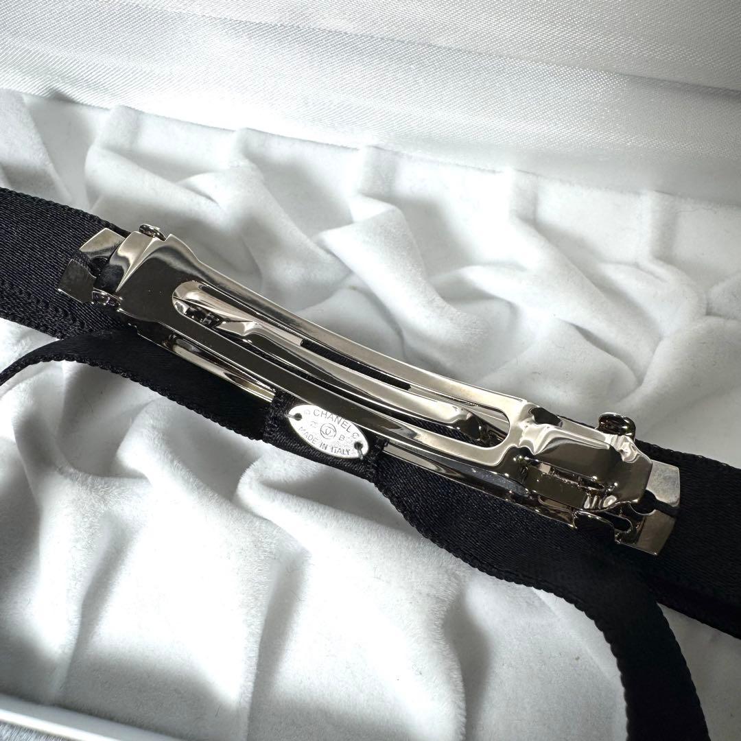 【未使用級★最新作】シャネル 25B ボウ バレッタ リボン ココマーク 黒