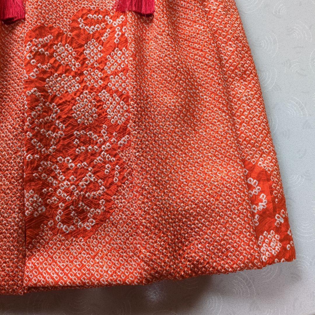 七五三３歳女の子アンティーク着物と正絹総絞り手縫いの被布(中綿無し）