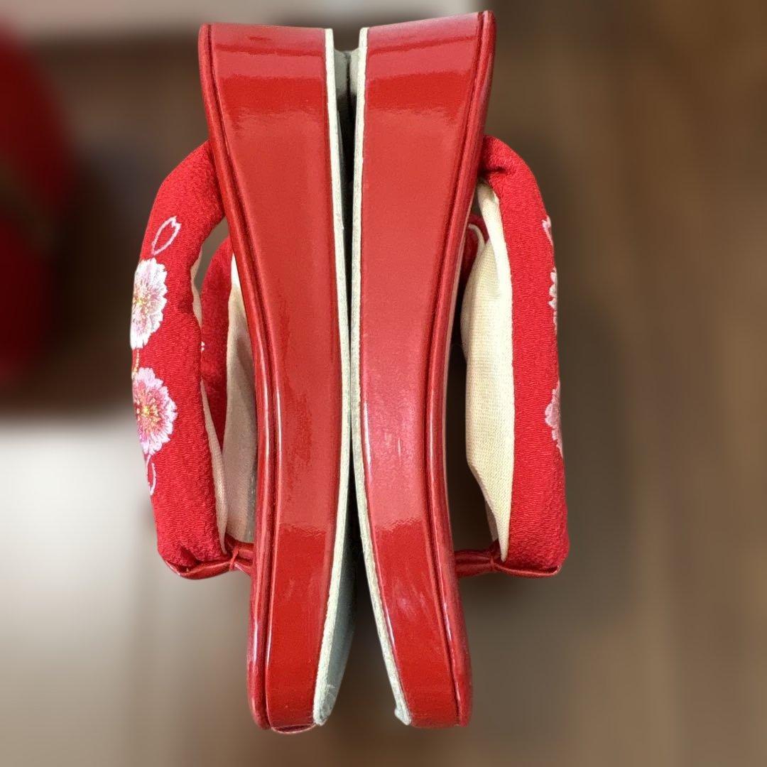 七五三　7歳　草履・バッグ　2点セット　ちりめん　八重桜