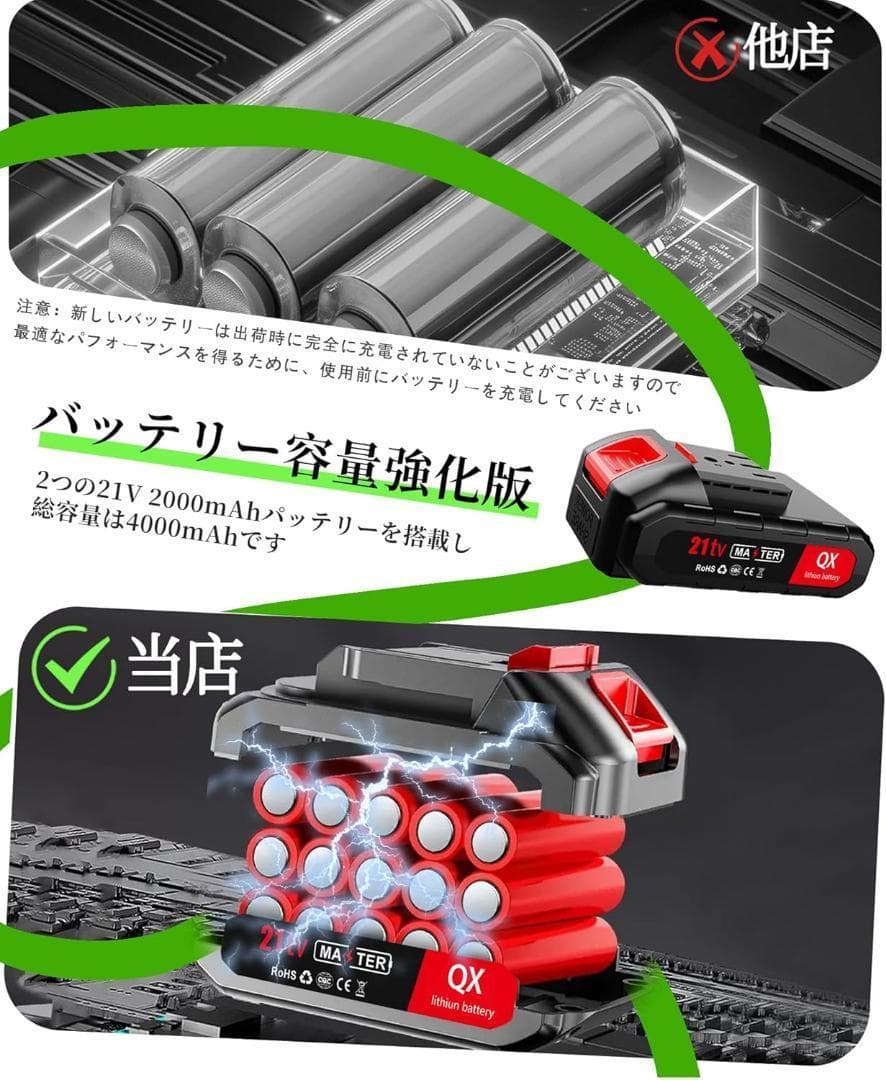 草刈り機 充電式 高性能 21V 4000mAhのバッテリー総容量 強力電動草刈