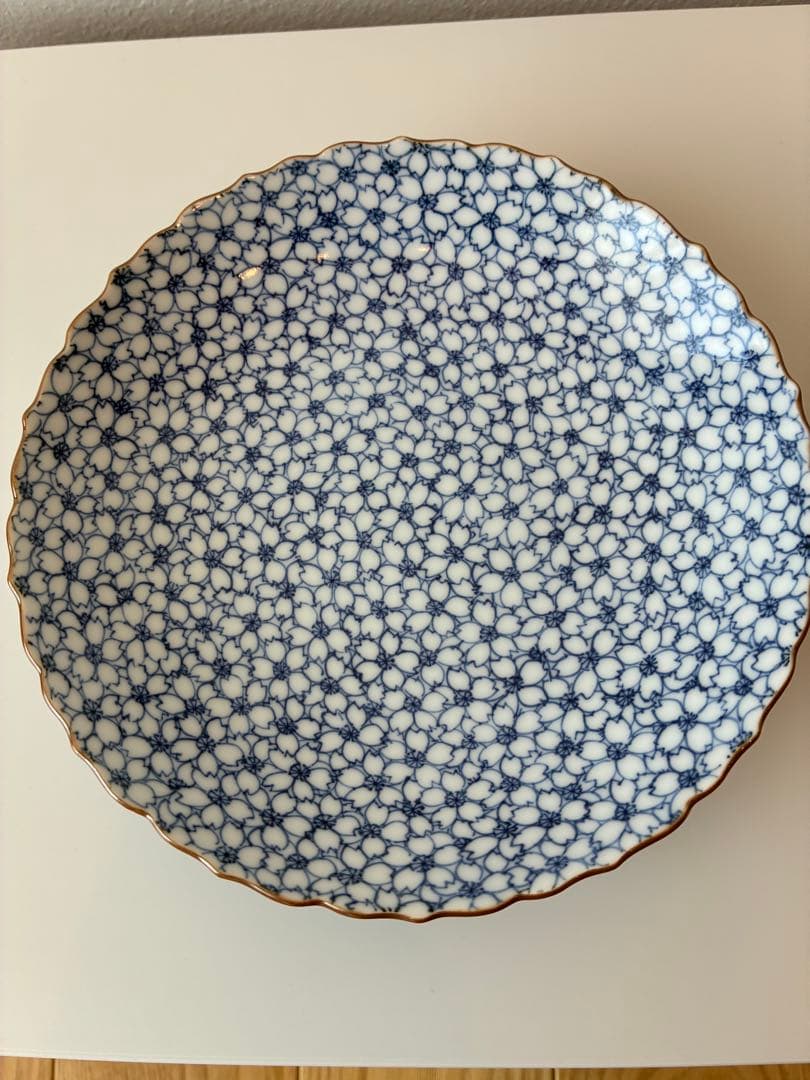 清水焼　京泉　桜染付　浅皿 2枚 セット