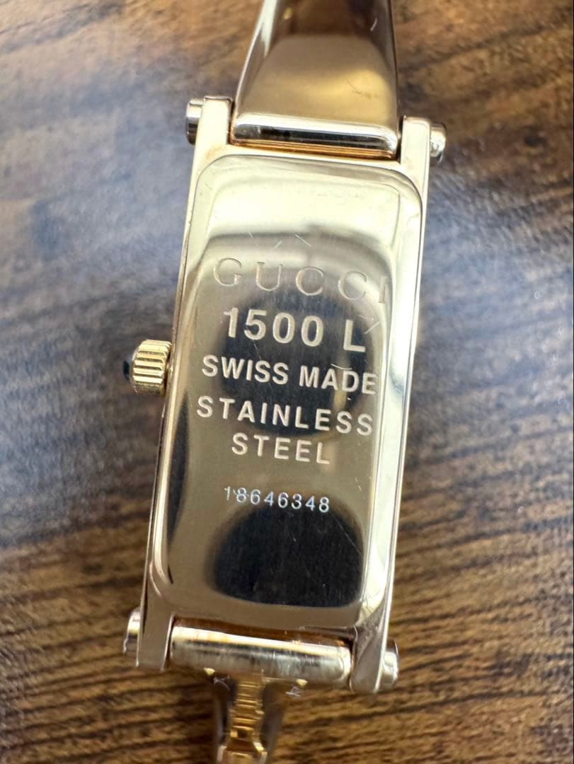 美品GUCCI 1500L ゴールド/GGシェル文字盤 1Pダイヤ