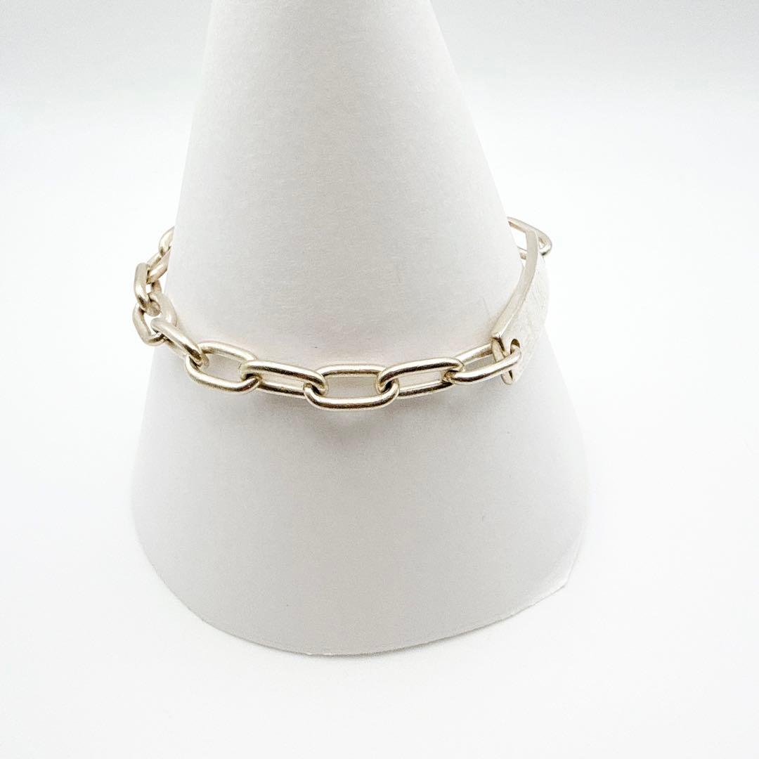 2944-1 人気✨GUCCI ブレスレット　プレート　チェーン　シルバー925