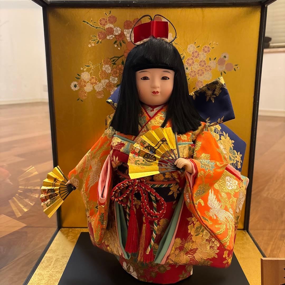 市松人形　三笠　大峰　ガラスケース、箱付き