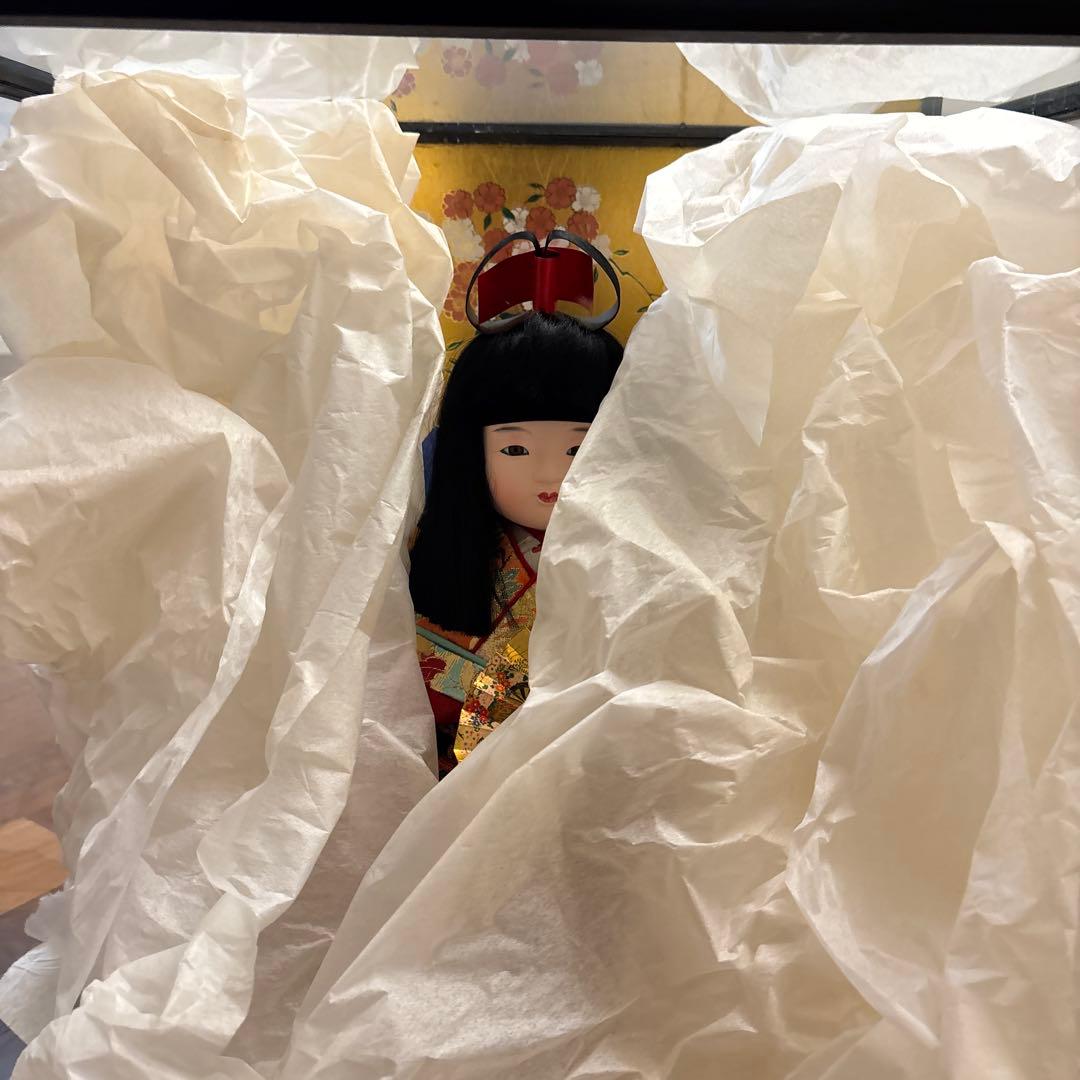 市松人形　三笠　大峰　ガラスケース、箱付き