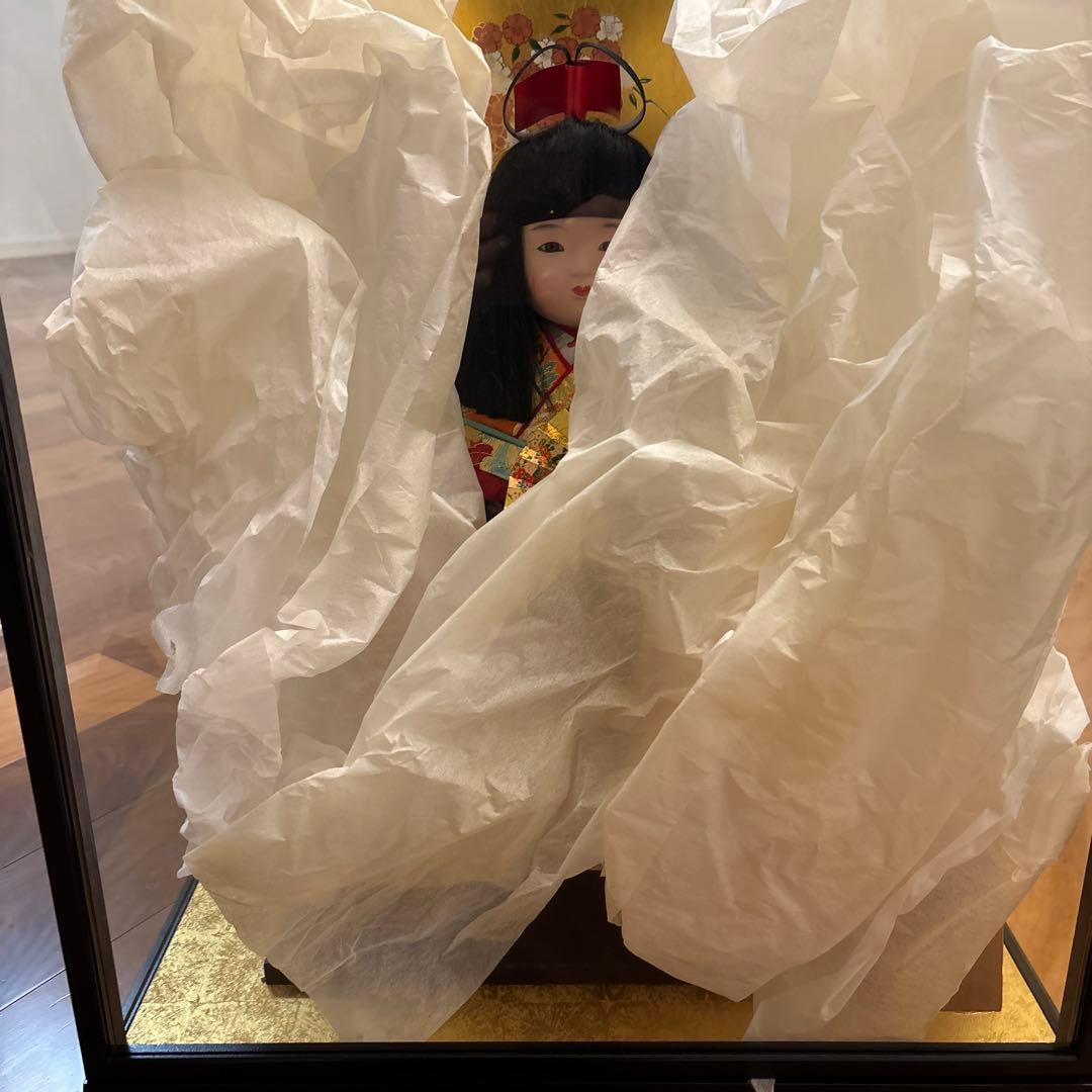 市松人形　三笠　大峰　ガラスケース、箱付き