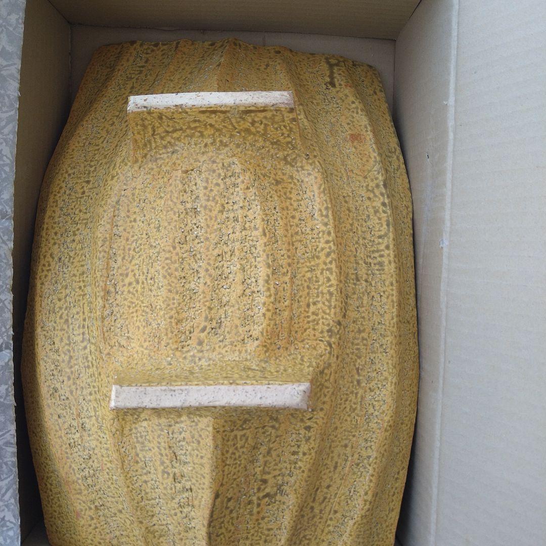 未使用　陶器製 水盤 茶色と白の模様　花器　水盤　華道