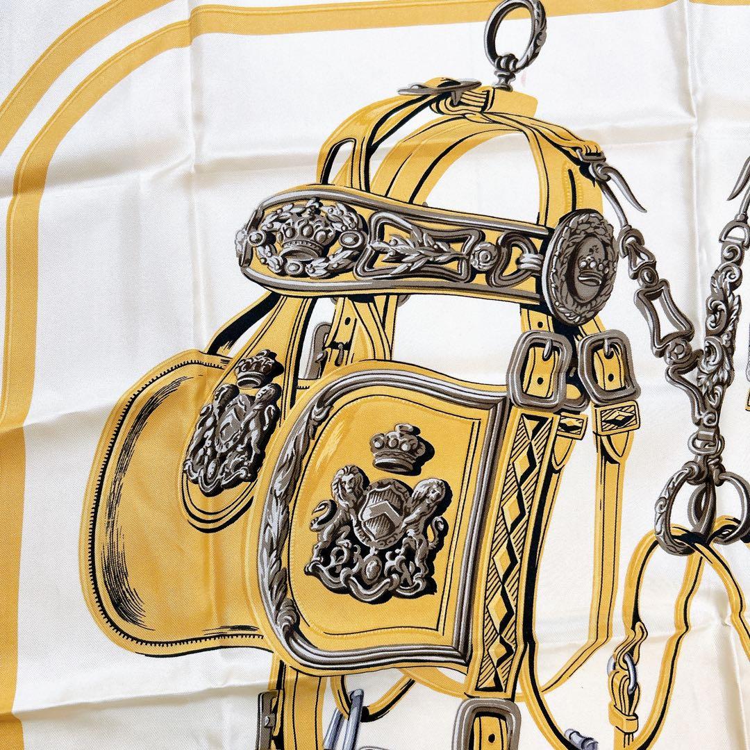 HERMES エルメス カレ90 BRIDES de GALA シルク クリーム