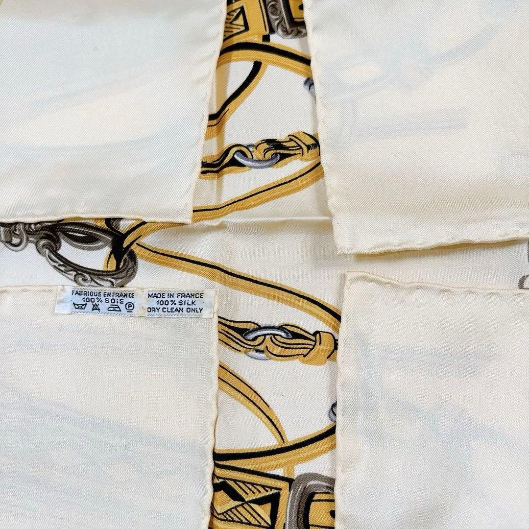 HERMES エルメス カレ90 BRIDES de GALA シルク クリーム