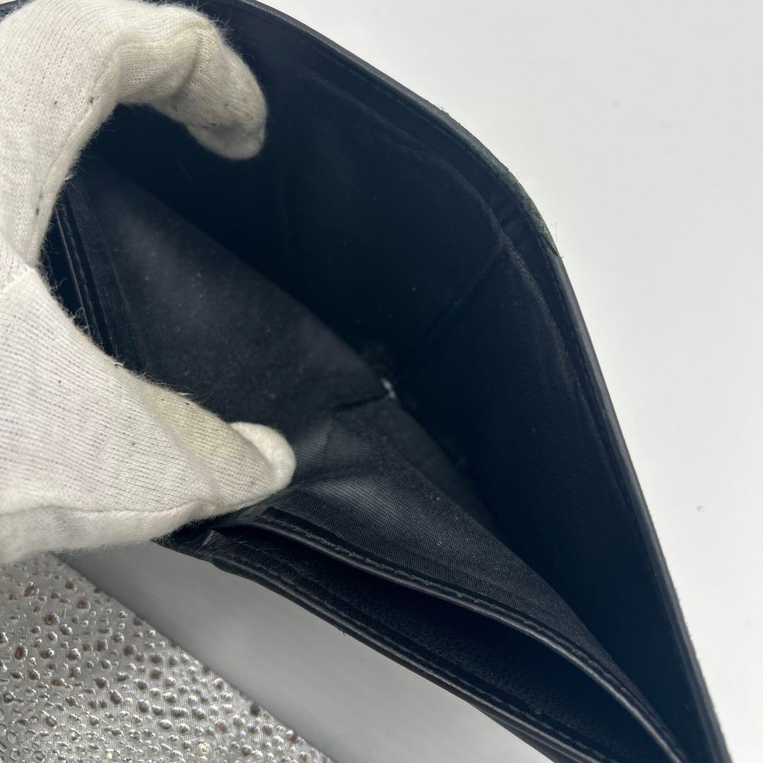 GUCCI シェリーライン　シマ　レザー　折り財布　ブラック　二つ折り財布　財布