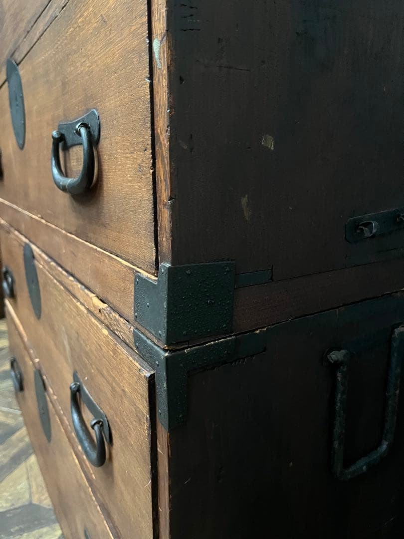 和箪笥 昭和レトロ 当時物 インテリア 年代物 鉄金具 アンティーク ビンテージ