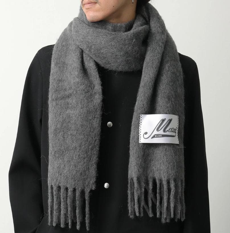 定価5.9万 新品 MARNI アルパカ マフラー ネイビー イタリア製 マルニ