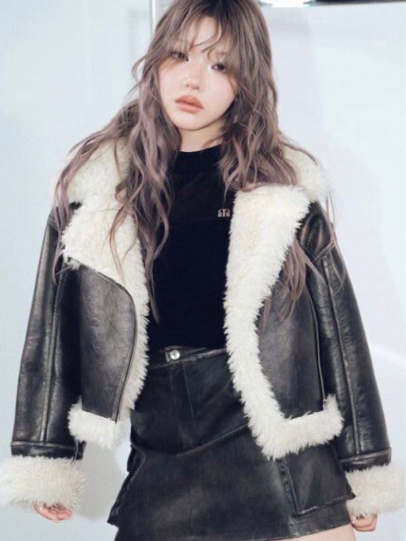 MURUAヴィンテージライクショートフェイクムートン/ブラウン