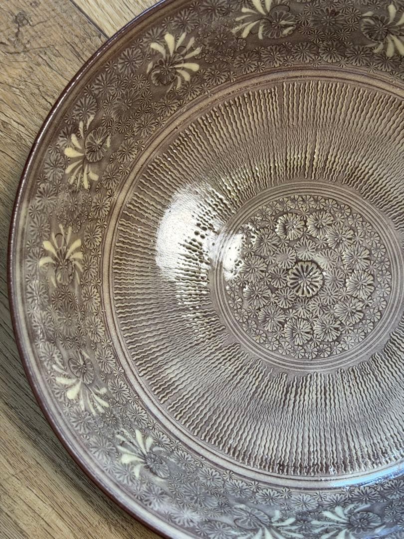 森里陶楽 平安陶楽 紫三島 鉢 菓子器 三島手 希少 象嵌 作家さん