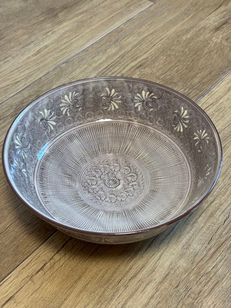 森里陶楽 平安陶楽 紫三島 鉢 菓子器 三島手 希少 象嵌 作家さん