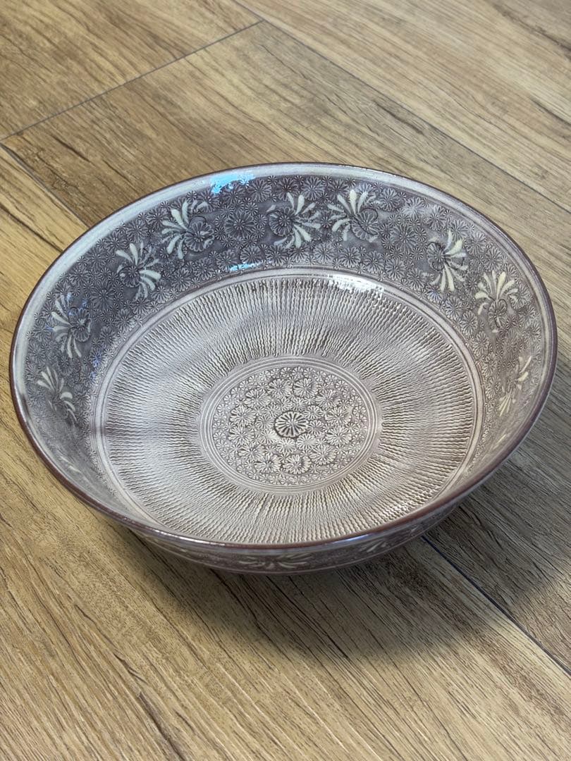 森里陶楽 平安陶楽 紫三島 鉢 菓子器 三島手 希少 象嵌 作家さん