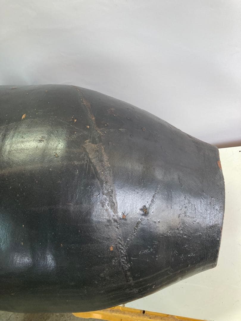 訳あり。大型時代物 大瓶。睡蓮鉢 メダカ鉢 古民具 アンティーク 高67cm。