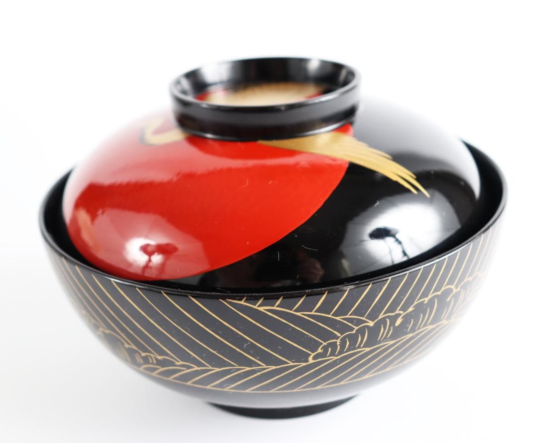 輪島塗 西久保田漆器 鶴金蒔絵 椀 お椀 吸物 雑煮 ①