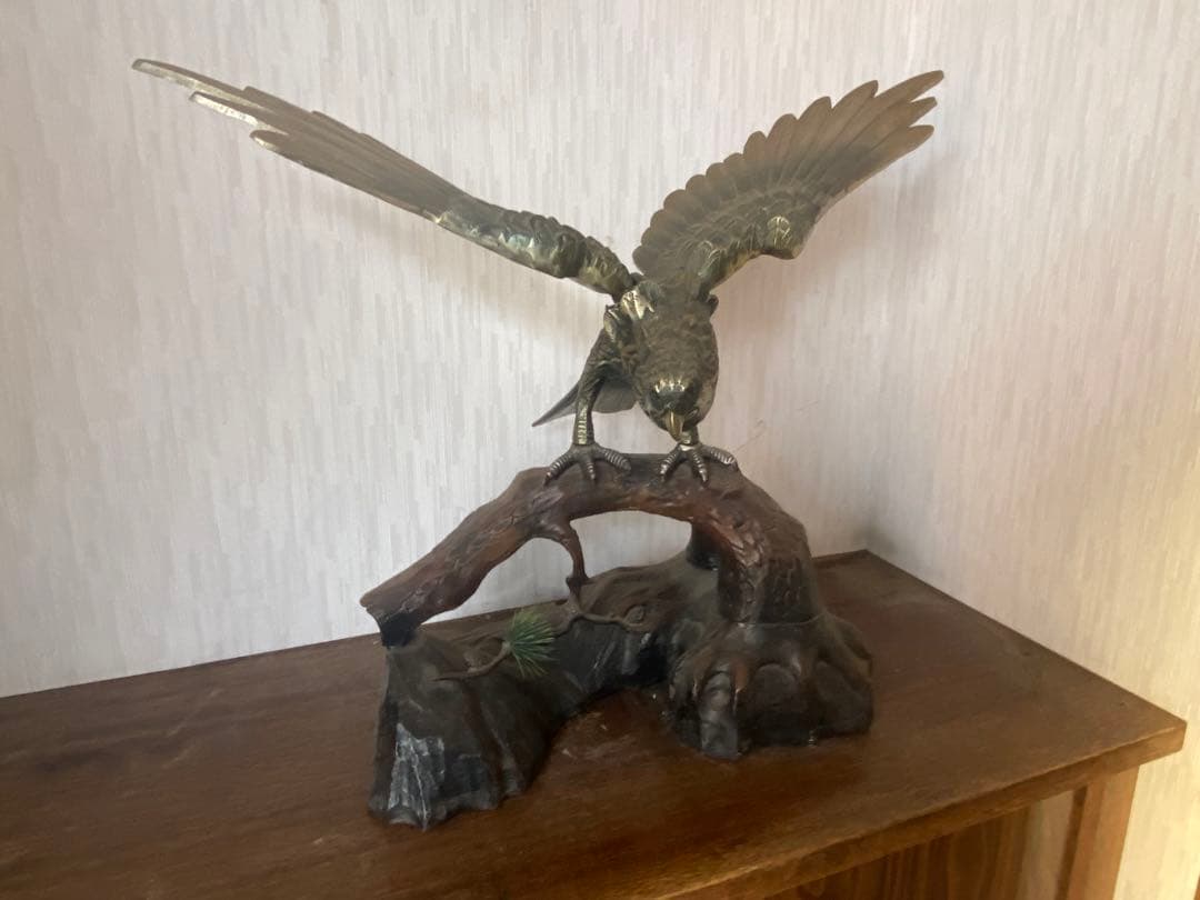 鷹 鳥 置物 木 木製 インテリア ワシ 風水 和
