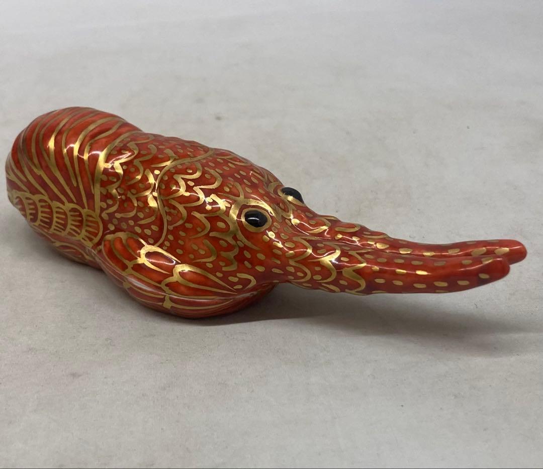 B525s「金襴手海老 香合」高野昭阿弥造　共箱　平安　茶道具　香道具