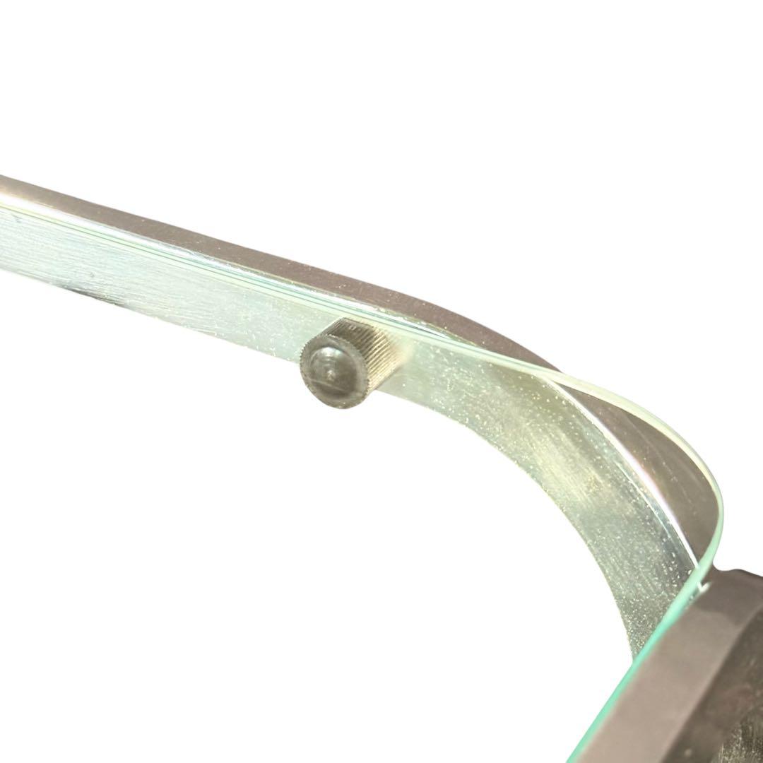 ラリー様　HR810 レトロなガラステーブル　スチール　シルバー