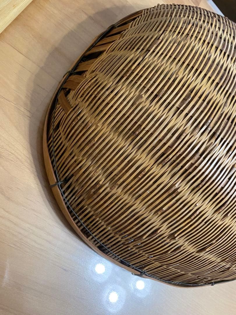 昭和レトロ 竹製 竹細工 竹籠 竹ざる 片口ざる 米揚げざる　2個