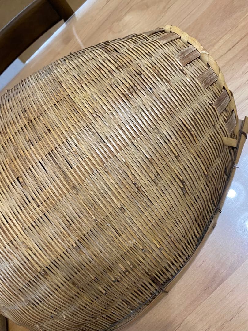 昭和レトロ 竹製 竹細工 竹籠 竹ざる 片口ざる 米揚げざる　2個